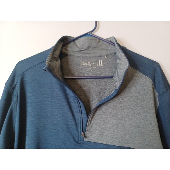 Walter Hagen Golf Polo Shirt 1/4 Zip Large Navy Blue Long Sleeve 11 Majors Men - Picture 5 of 6